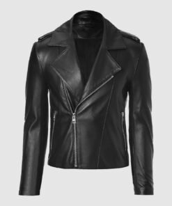 Vortex Men's Black Biker Leather Jacket