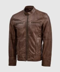 Brown Leather Waxed Jacket