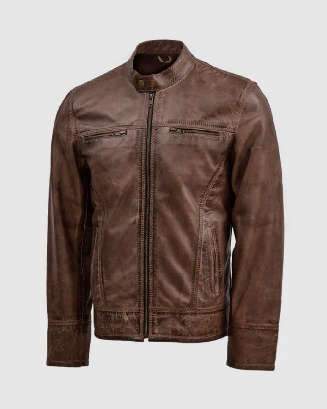 Brown Leather Waxed Jacket