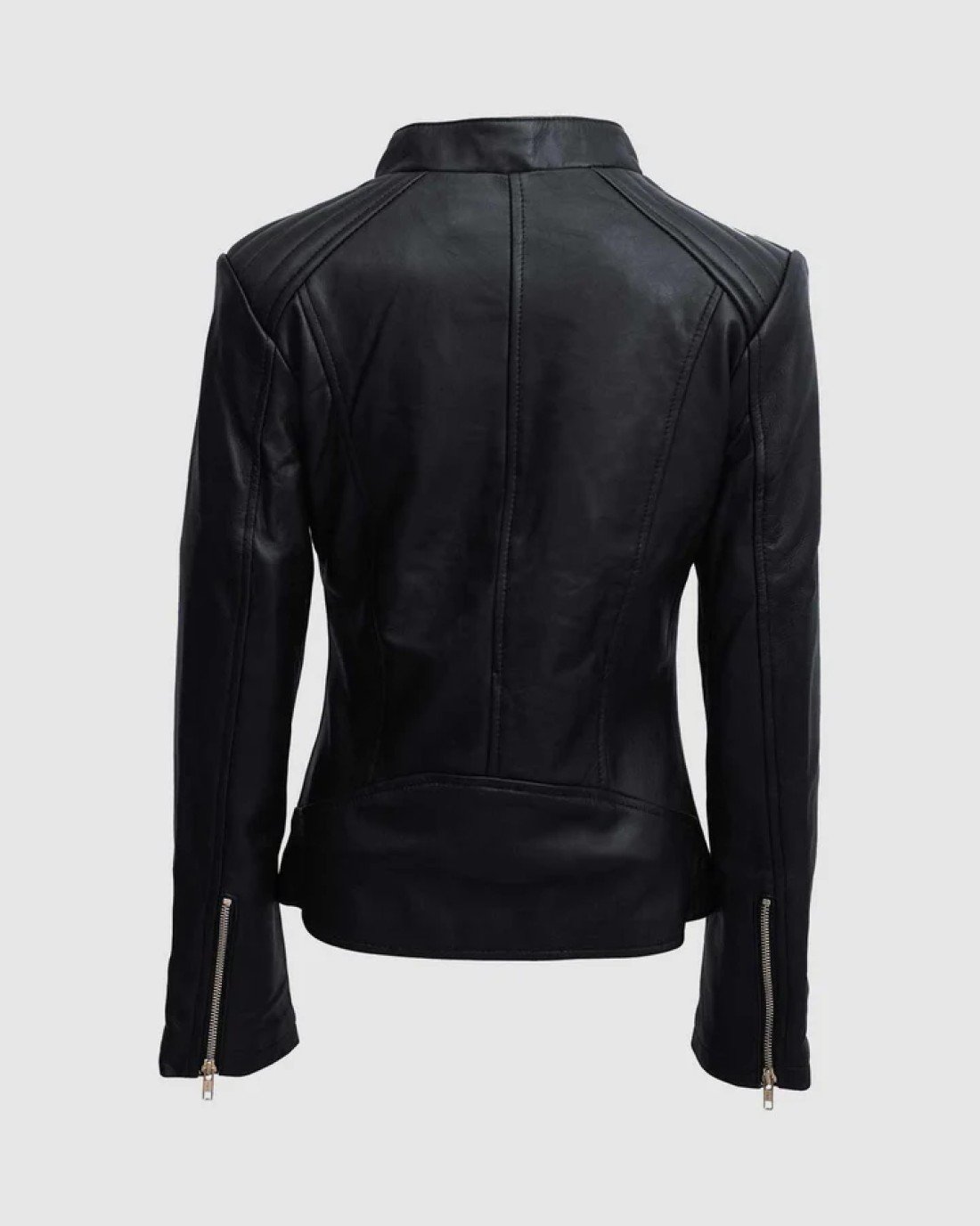 Black Leather Moto Jacket - Image 2
