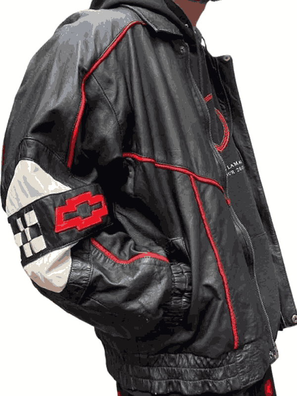 Black Vintage Corvette Racing Leather Jacket for Men