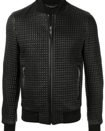 Men Black Bomber Quilted Leather Jacket for Everyday Wear