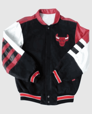 Vintage Chicago Bulls Leather Jacket in Red Black and White