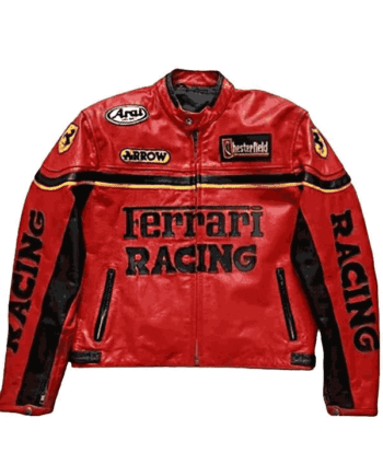 Ferrari Red Racing Leather Jacket with Motorsport Style