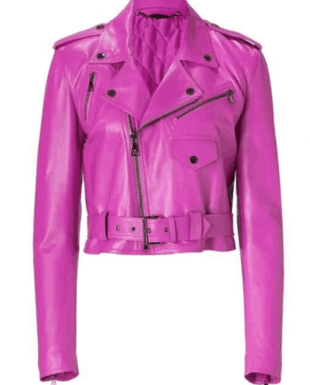 Jessica Alba Hot Pink Leather Biker Jacket