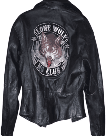 Lone Wolf No Club Black Leather Jacket