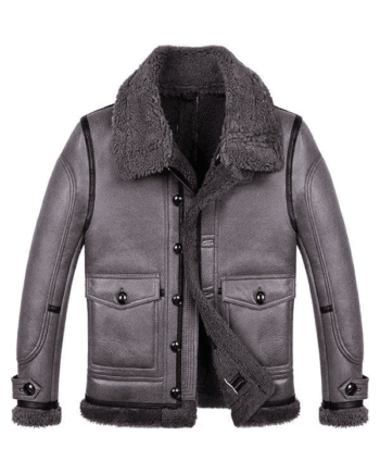 Stylish Men’s B3 Grey Sheepskin Shearling Flight Jacket