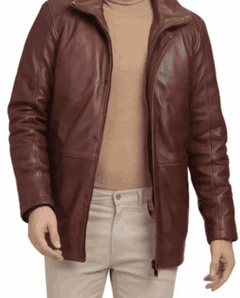 Men's Casual Brown Real Leather Car Coat