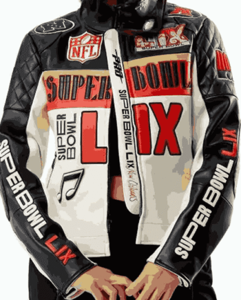 Super Bowl LIX Moto NFL Real Leather Jacket for Men