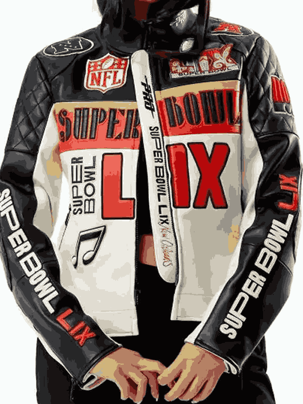Super Bowl LIX Moto NFL Real Leather Jacket for Men