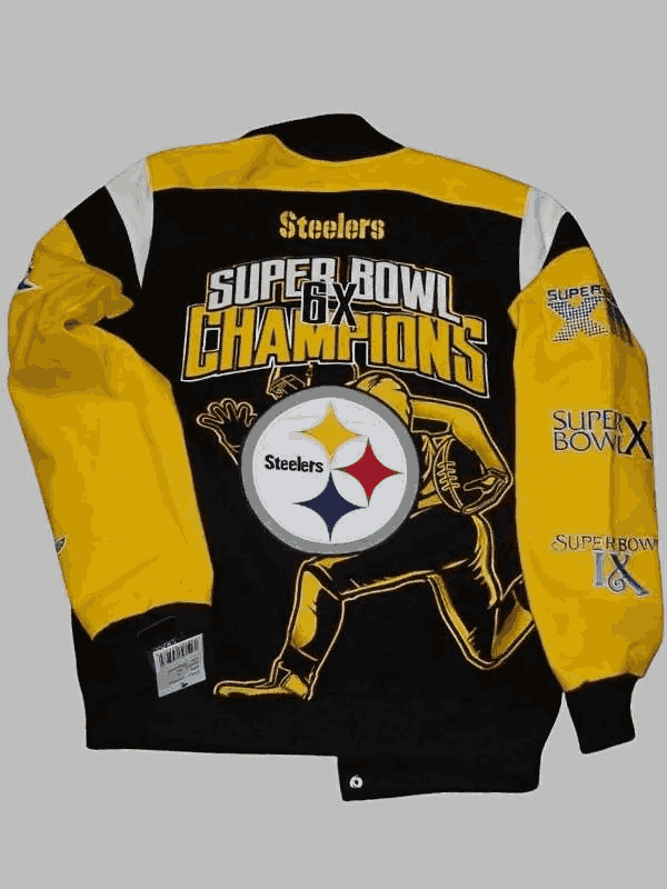 Super Bowl Champions 6X Pittsburgh Steelers Leather Varsity Jacket