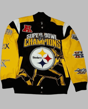 Super Bowl Champions 6X Pittsburgh Steelers Leather Varsity Jacket