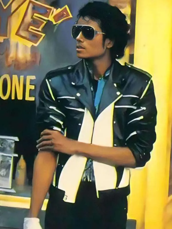 Michael Jackson Pepsi Black and White Leather Jacket