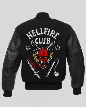 Hellfire Club Stranger Things Black Varsity Leather Jacket