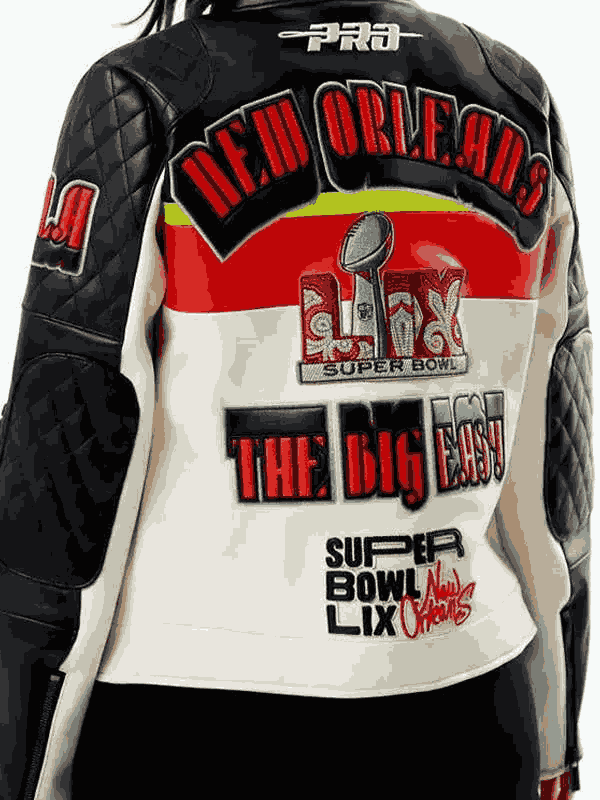 Super Bowl LIX Moto NFL Real Leather Jacket for Men