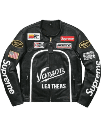 Supreme Vanson Leather Motorcycle Racing Jacket for Men