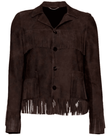 Kate Moss Dark Brown Fringe Suede Leather Jacket