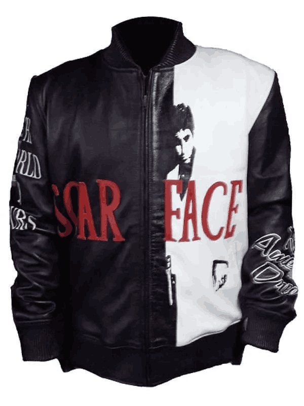 Scarface Tony Montana Black Leather Bomber Jacket for Men